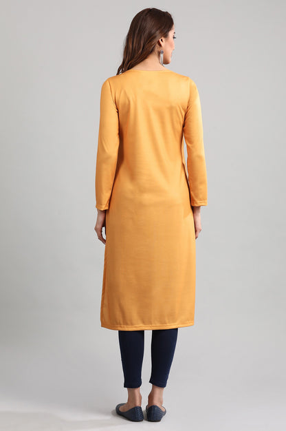 Yellow Round Neck Winter kurta