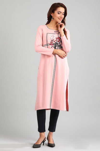 Pink Round Neck Winter kurta