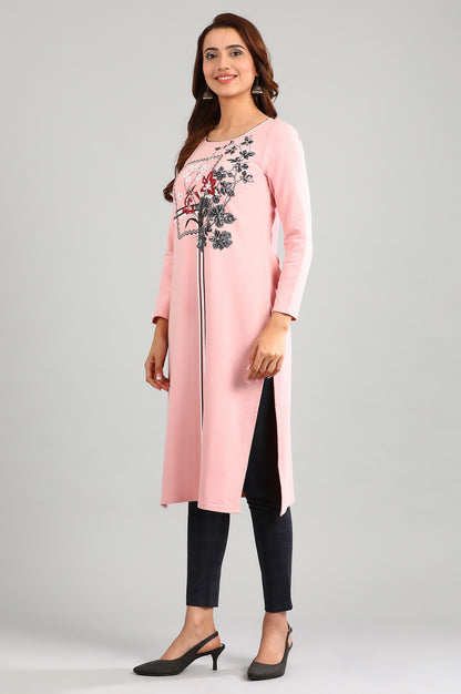 Pink Round Neck Winter kurta