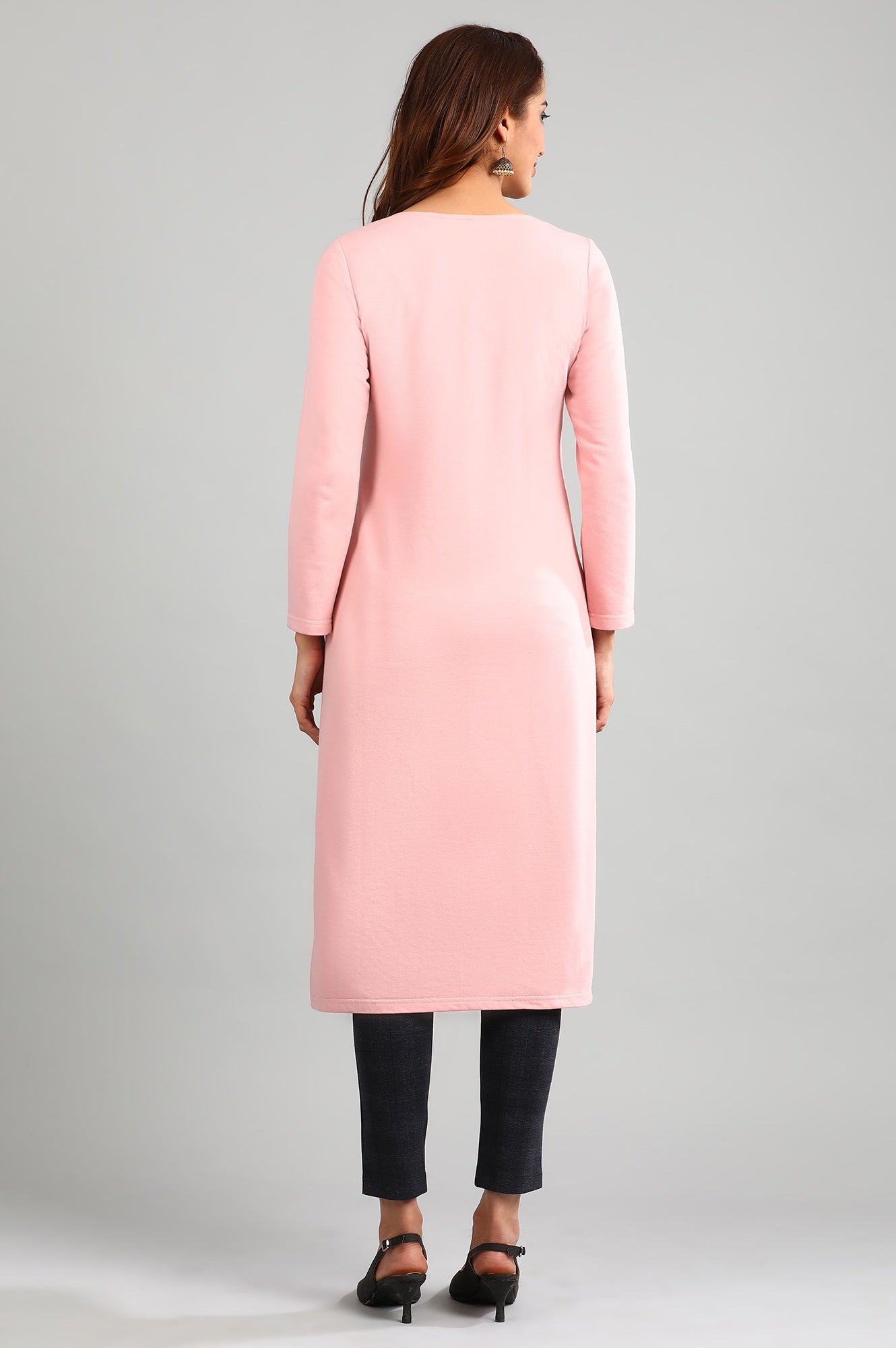 Pink Round Neck Winter kurta