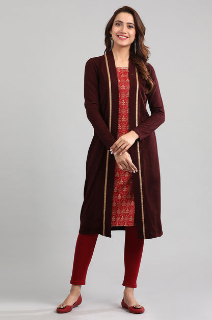 Red Round Neck Winter kurta