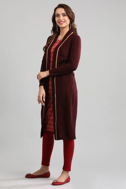 Red Round Neck Winter kurta