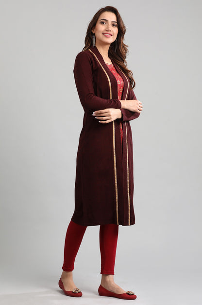 Red Round Neck Winter kurta