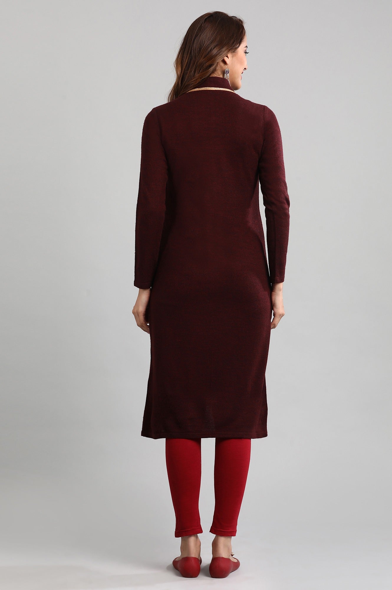 Red Round Neck Winter kurta