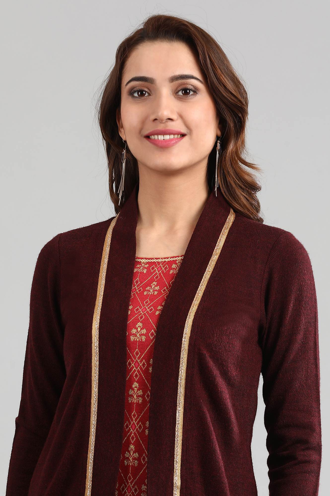 Red Round Neck Winter kurta