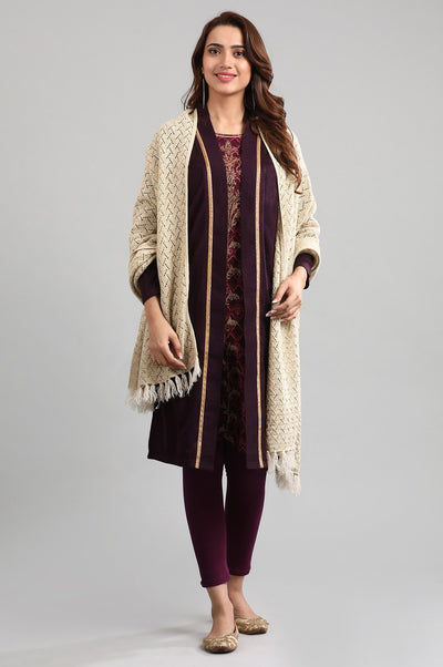 Purple Round Neck Winter kurta
