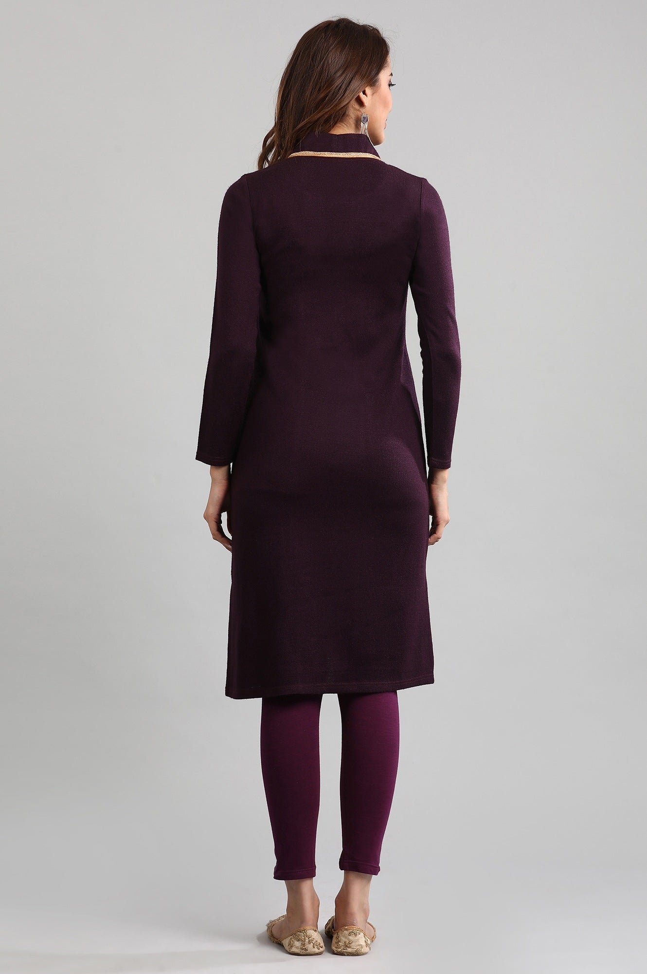 Purple Round Neck Winter kurta