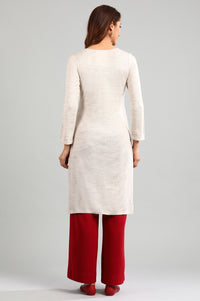 Beige Round Neck Winter kurta
