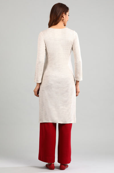 Beige Round Neck Winter kurta