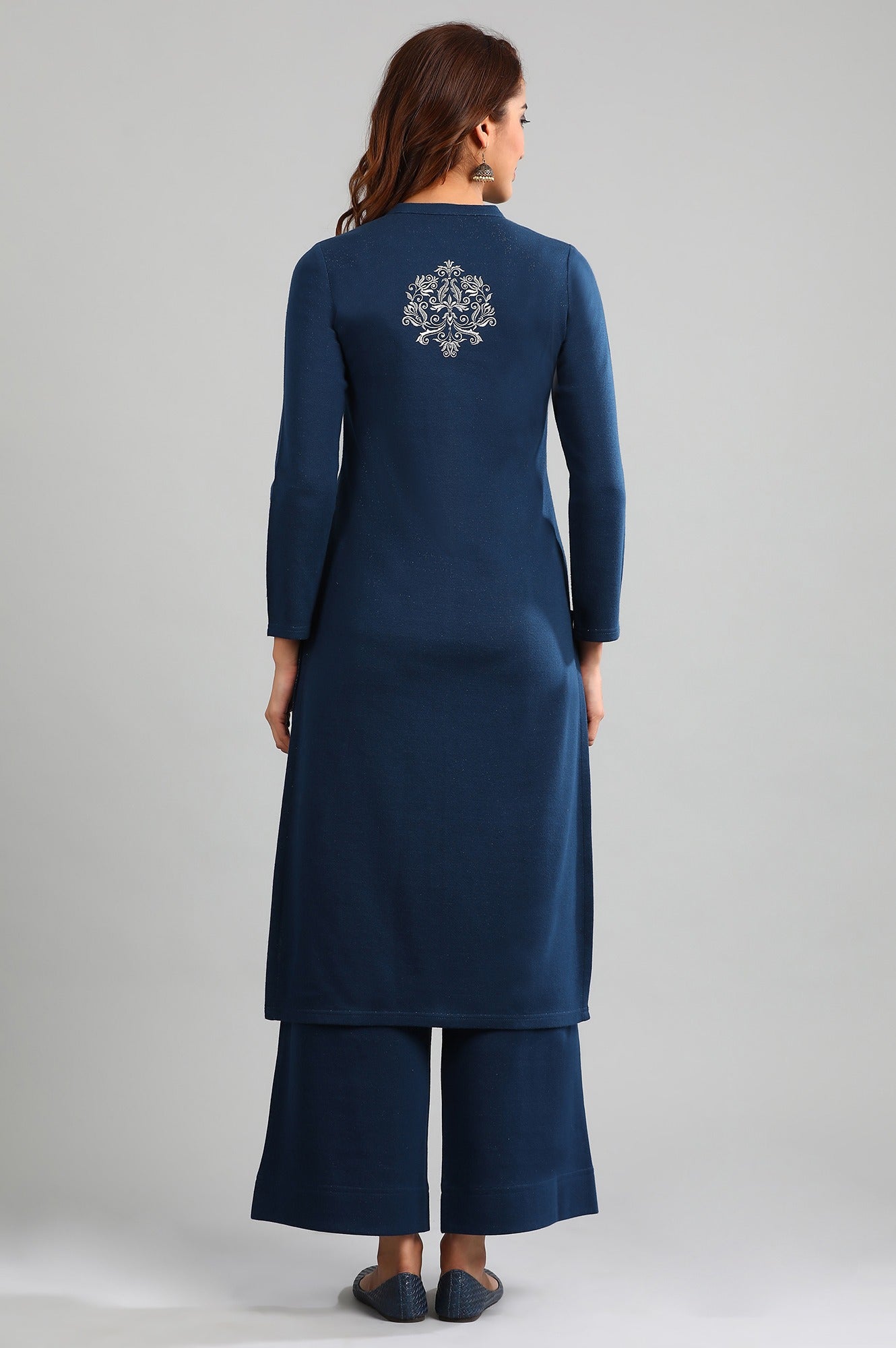 Blue Band Collar Yarn-dyed Winter kurta