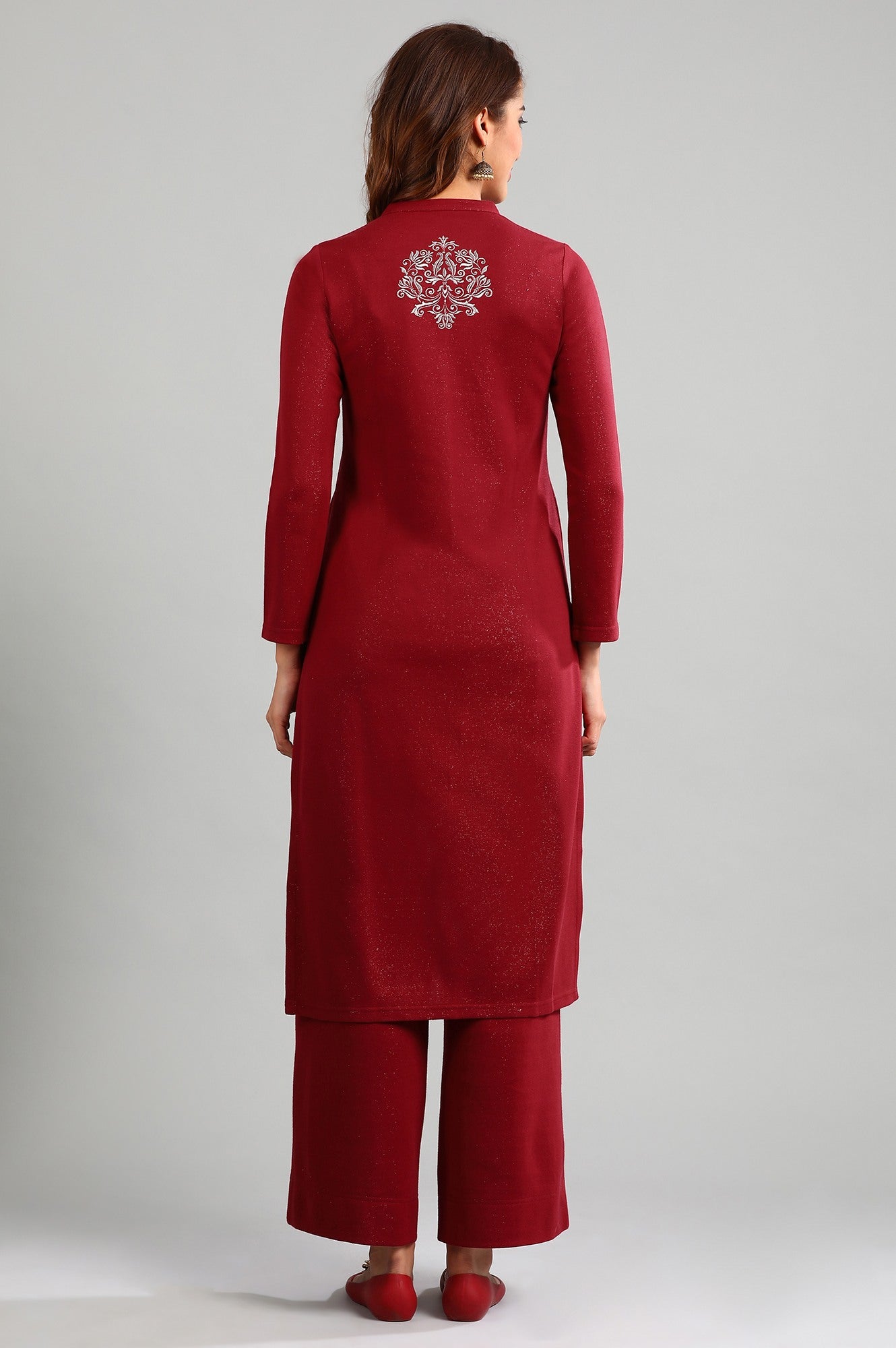 Red Band Collar Yarn-dyed Winter kurta