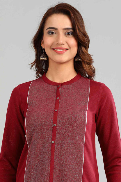 Red Band Collar Yarn-dyed Winter kurta