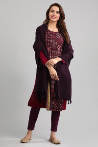 Wine Round Neck Layered Winter kurta