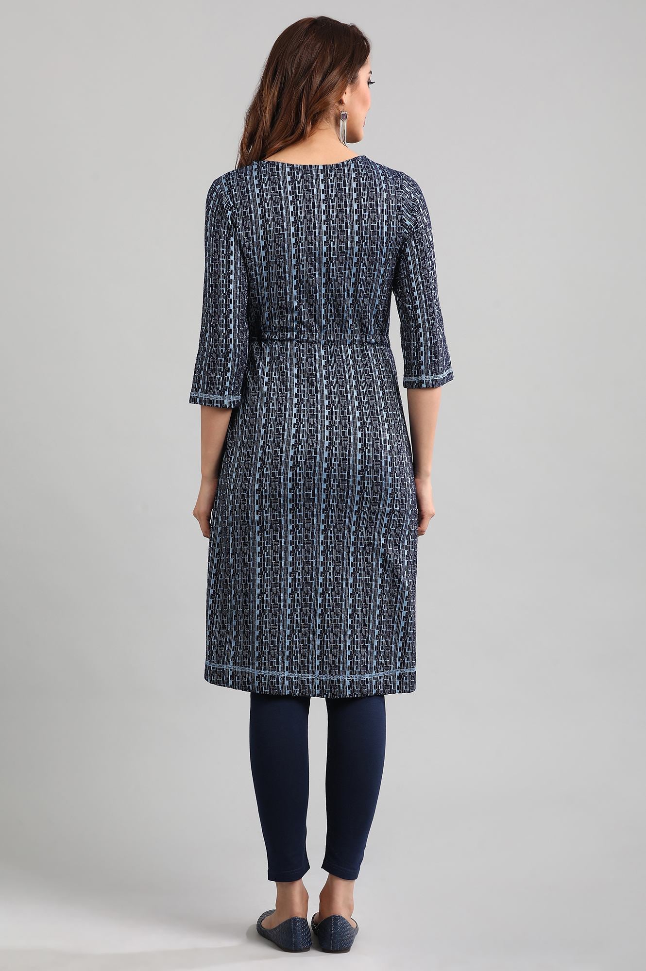 Blue Round Neck Winter kurta