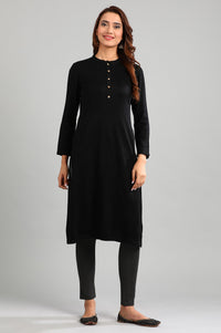 Black Band Collar Yarn-dyed Winter kurta