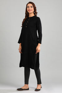Black Band Collar Yarn-dyed Winter kurta