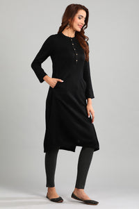 Black Band Collar Yarn-dyed Winter kurta