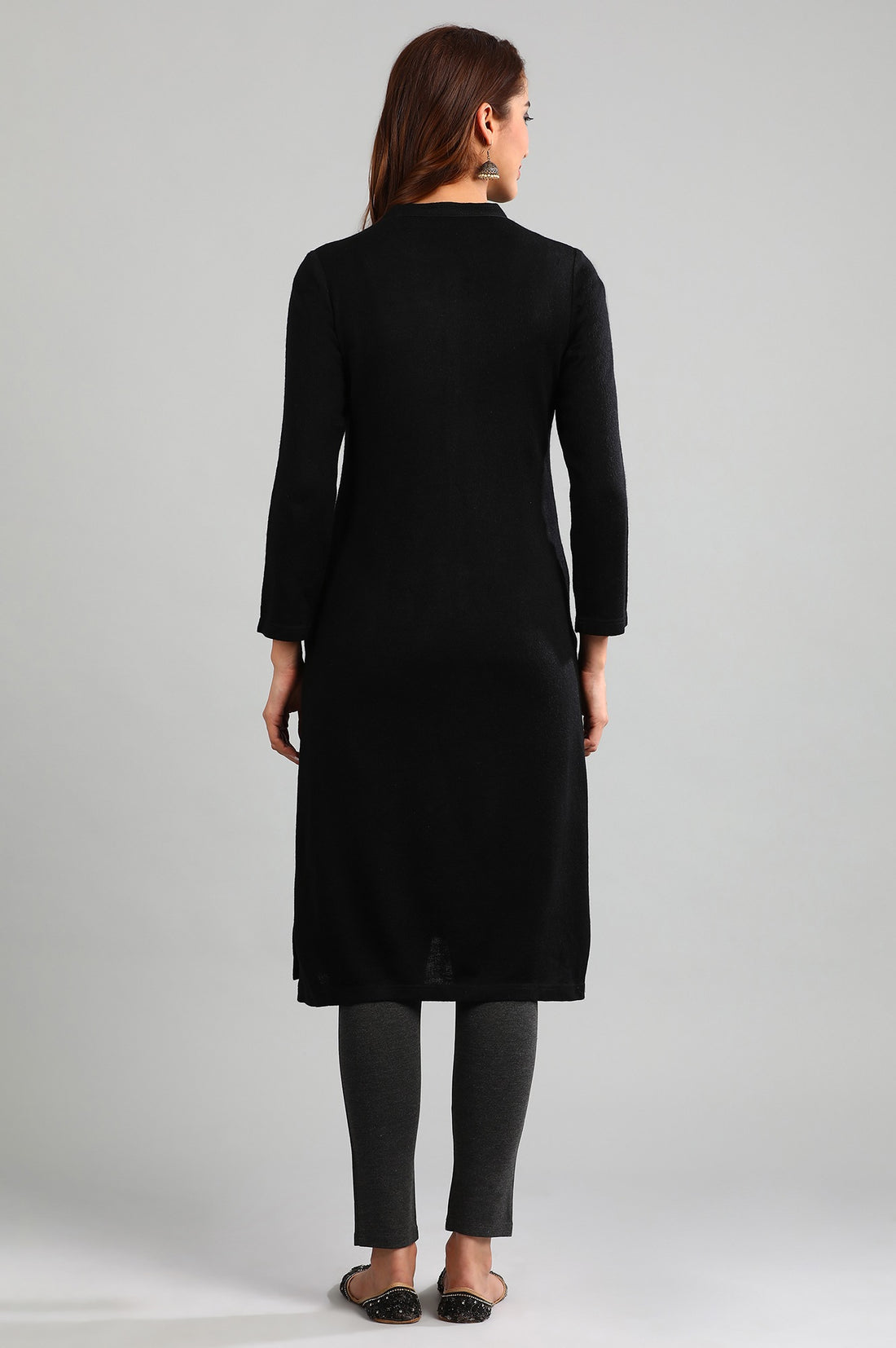 Black Band Collar Yarn-dyed Winter kurta