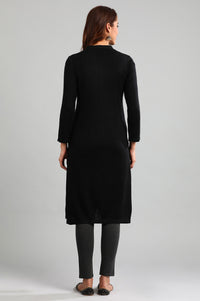 Black Band Collar Yarn-dyed Winter kurta