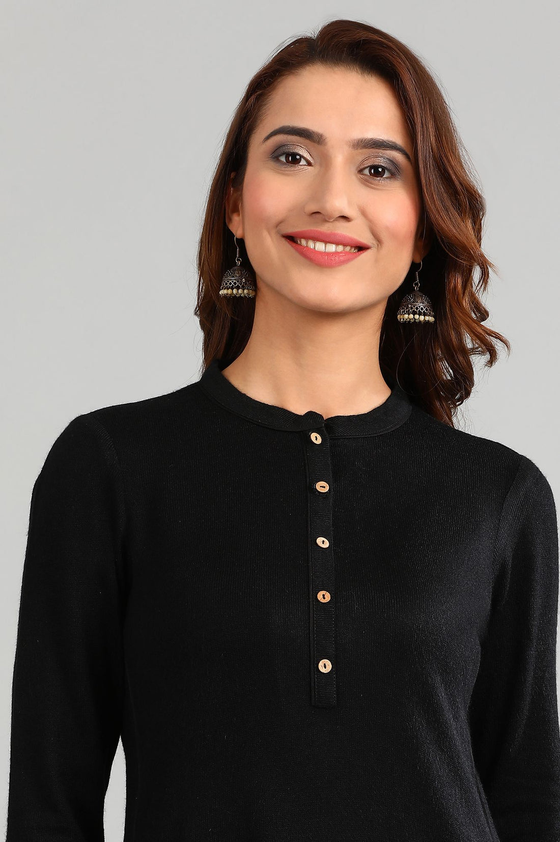 Black Band Collar Yarn-dyed Winter kurta