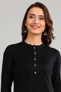 Black Band Collar Yarn-dyed Winter kurta