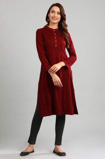 Red Band Collar Yarn-dyed Winter kurta