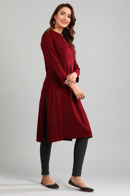 Red Band Collar Yarn-dyed Winter kurta