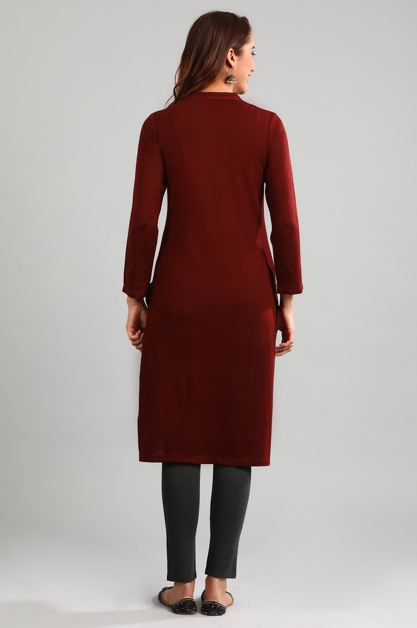 Red Band Collar Yarn-dyed Winter kurta