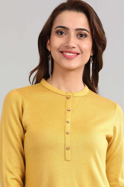 Yellow Band Collar Yarn-dyed Winter kurta