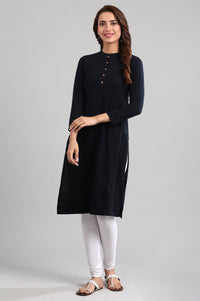 Blue Band Collar Yarn-dyed Winter kurta
