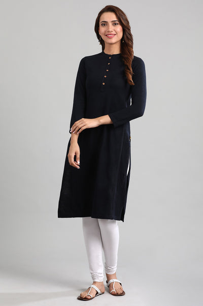 Blue Band Collar Yarn-dyed Winter kurta