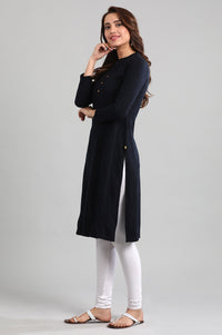 Blue Band Collar Yarn-dyed Winter kurta