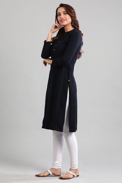 Blue Band Collar Yarn-dyed Winter kurta