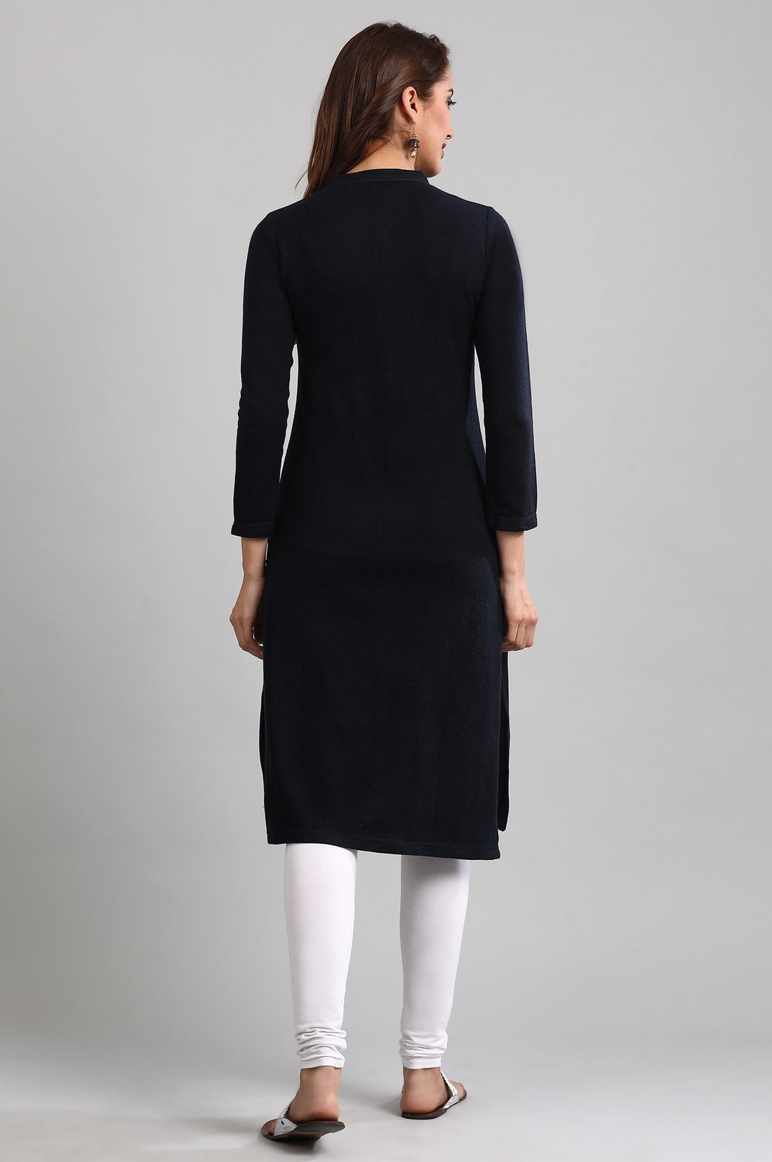 Blue Band Collar Yarn-dyed Winter kurta