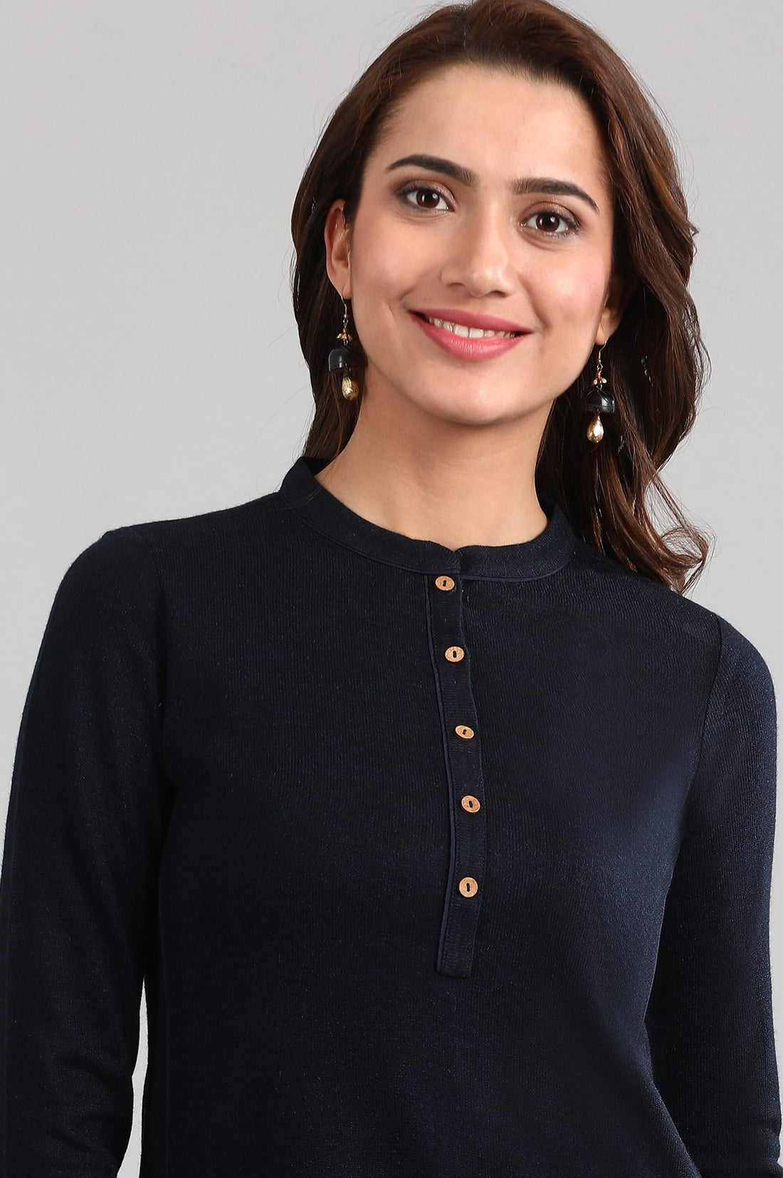 Blue Band Collar Yarn-dyed Winter kurta