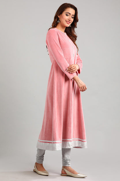 Pink Round Neck Winter kurta