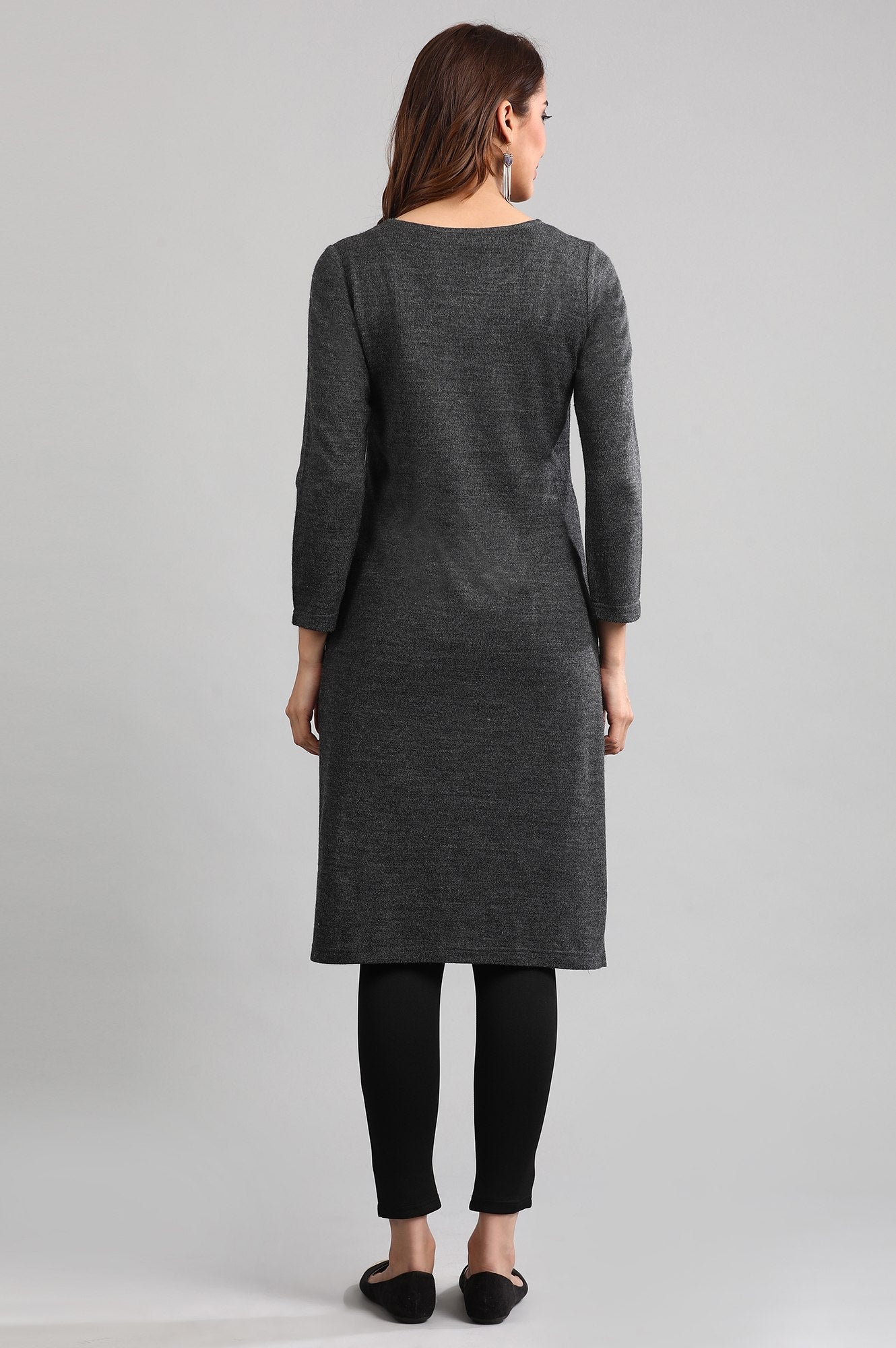 Grey Round Neck Winter kurta