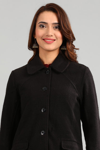 Black Yarn-dyed Full Sleeves Jacket