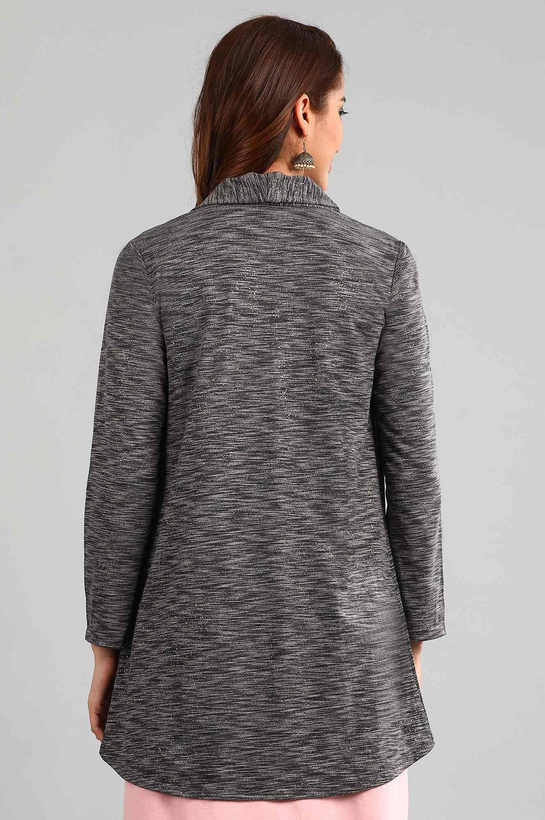 Black Shawl Neck Yarn-dyed Gillet