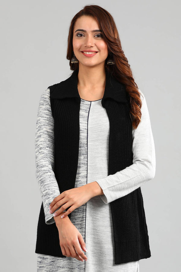 Black Shirt Collar Solid Sweater