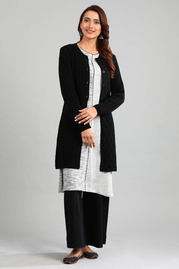 Black Round Neck Solid Sweater