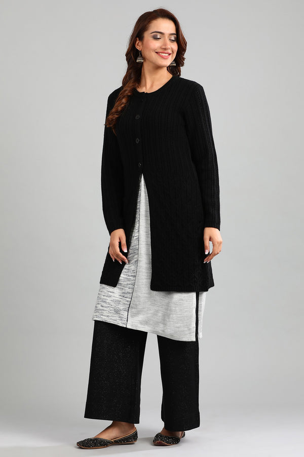 Black Round Neck Solid Sweater