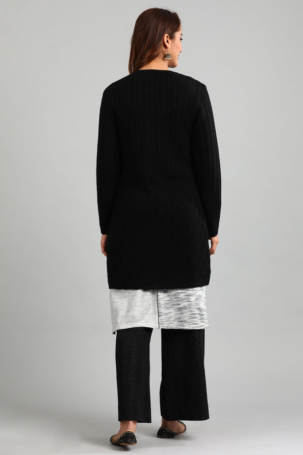 Black Round Neck Solid Sweater