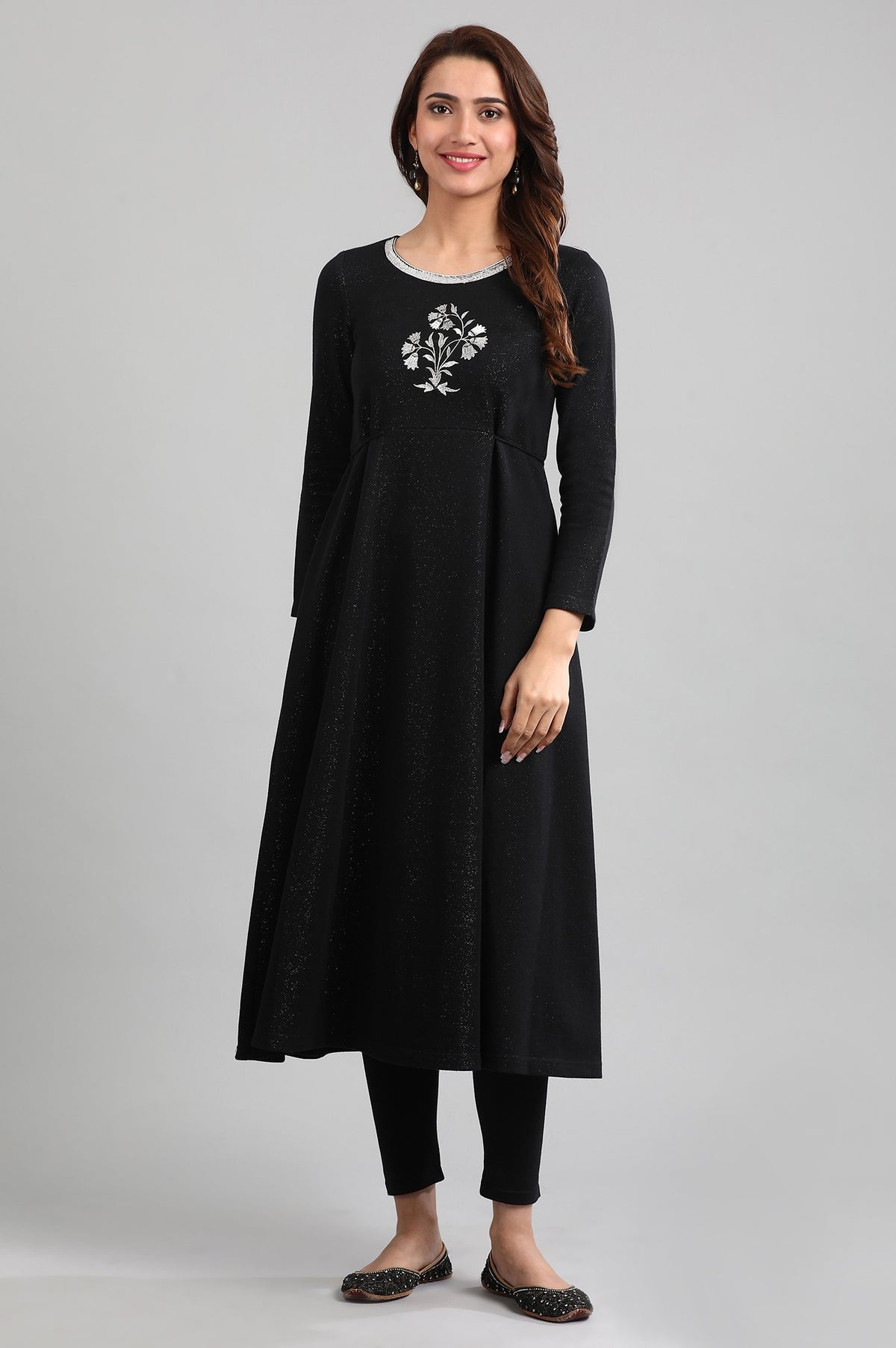 Black Yarn-dyed Winter Tights - XS