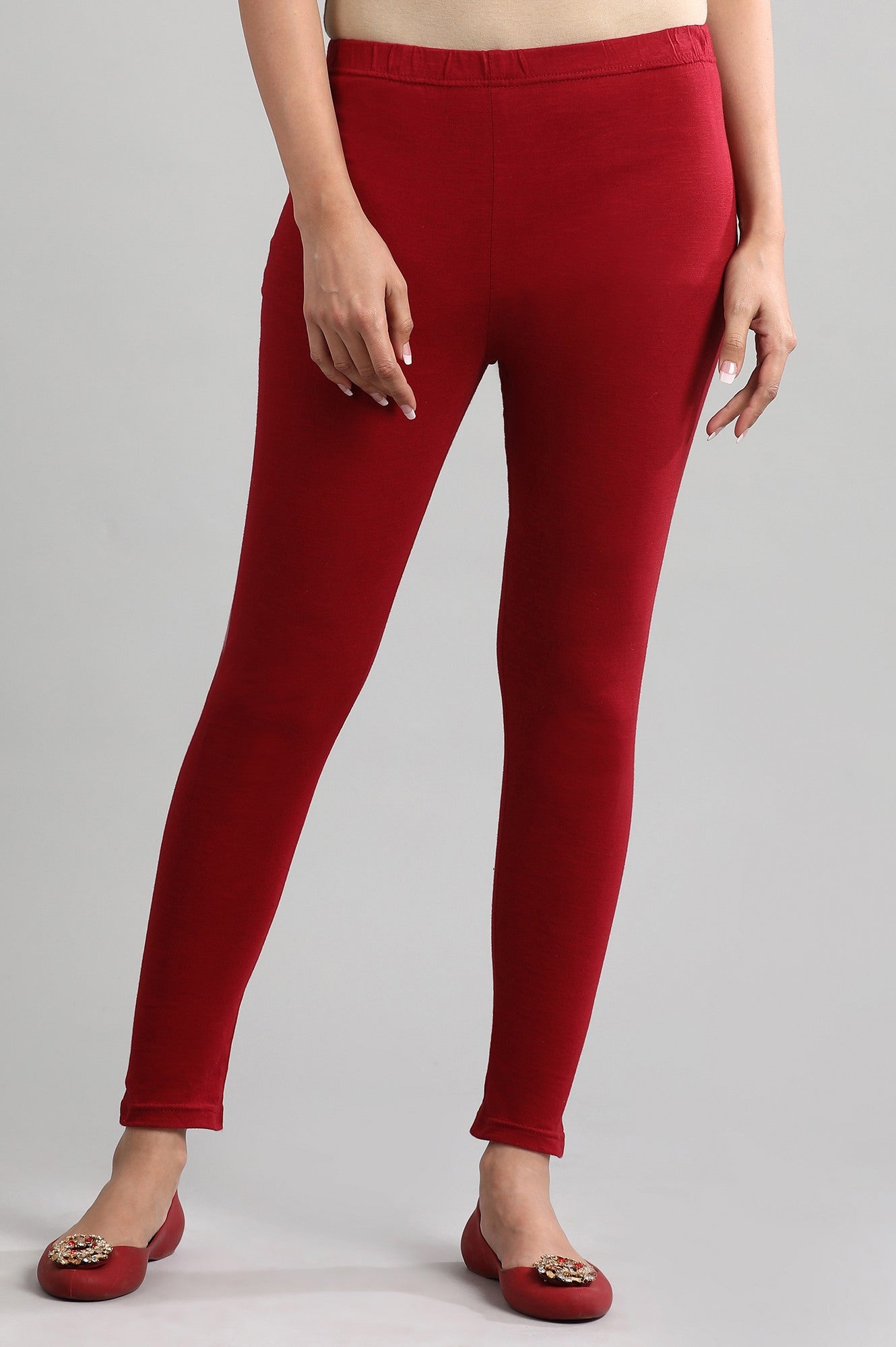 Red Yarn-dyed Winter Tights