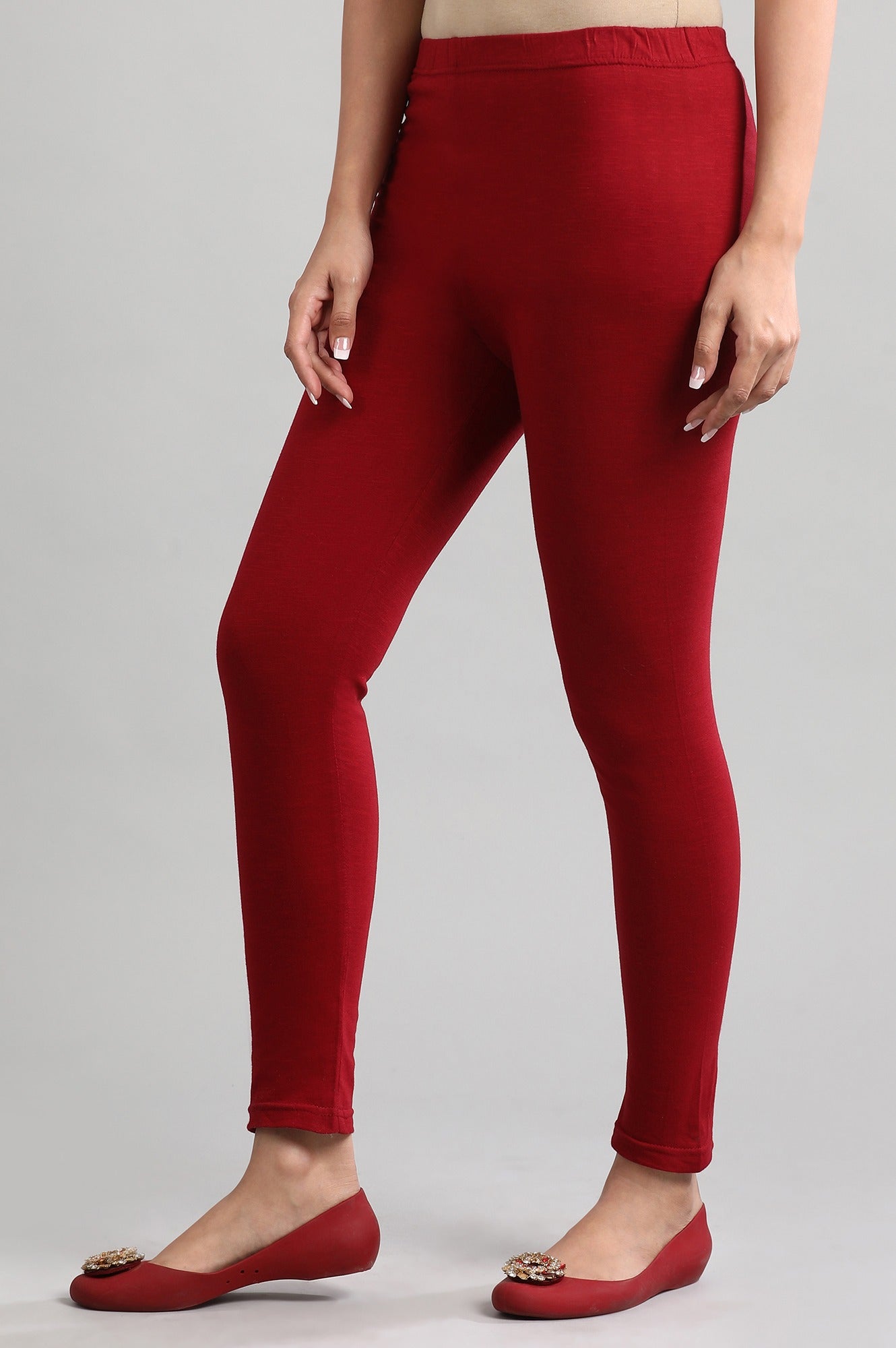 Red Yarn-dyed Winter Tights