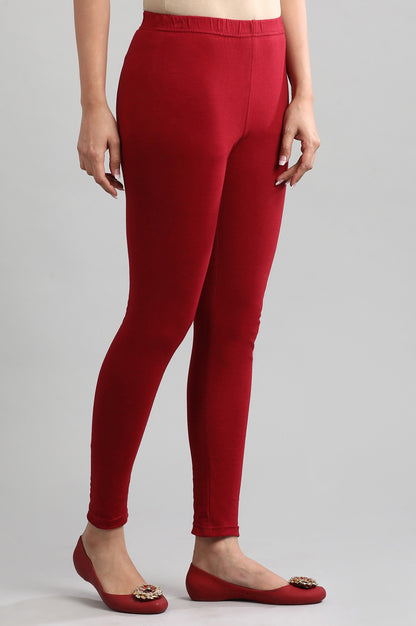 Red Yarn-dyed Winter Tights