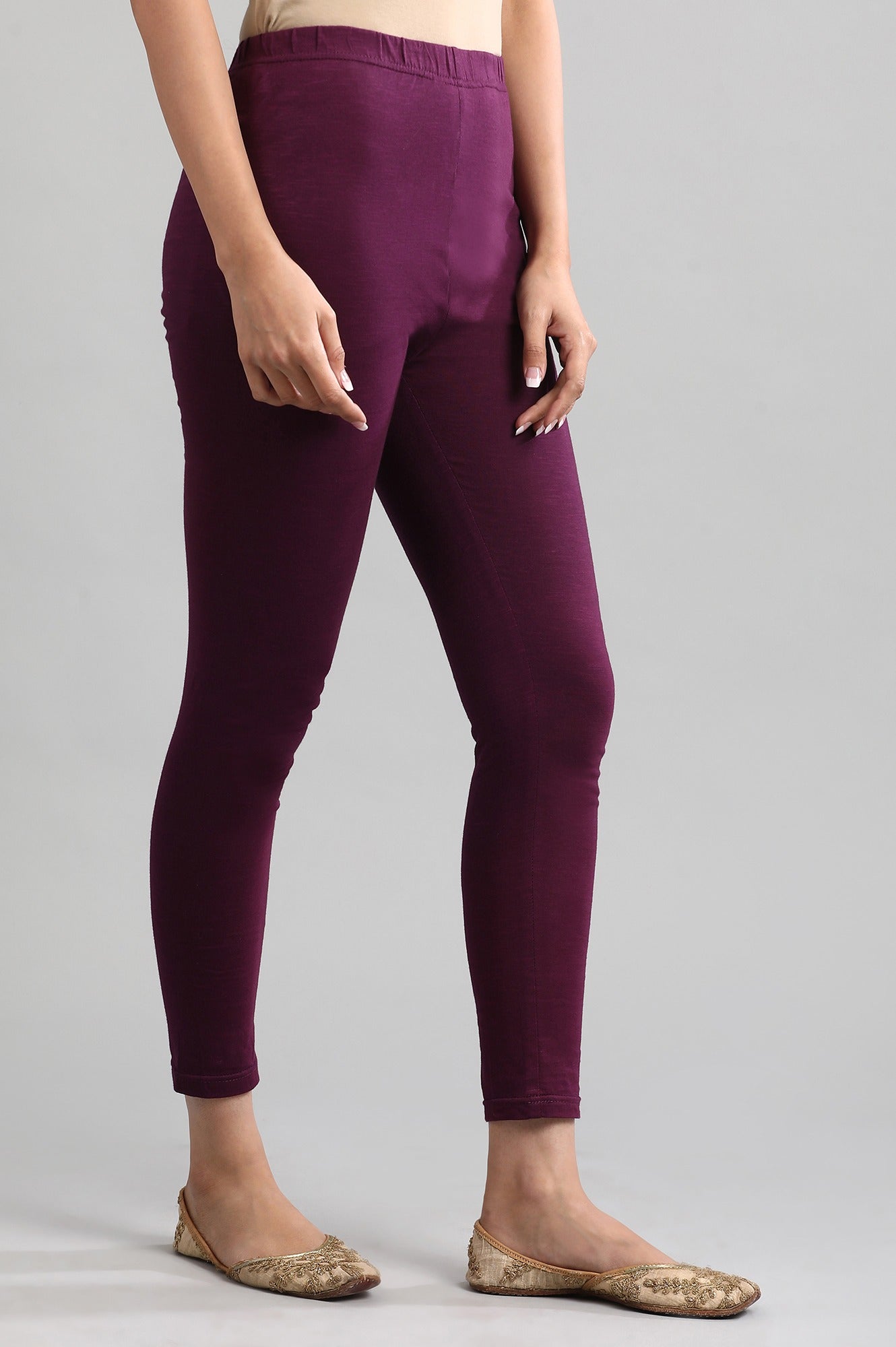 Wine Yarn-dyed Winter Tights