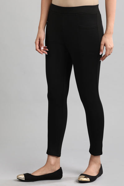 Black Yarn-dyed Solid Jeggings