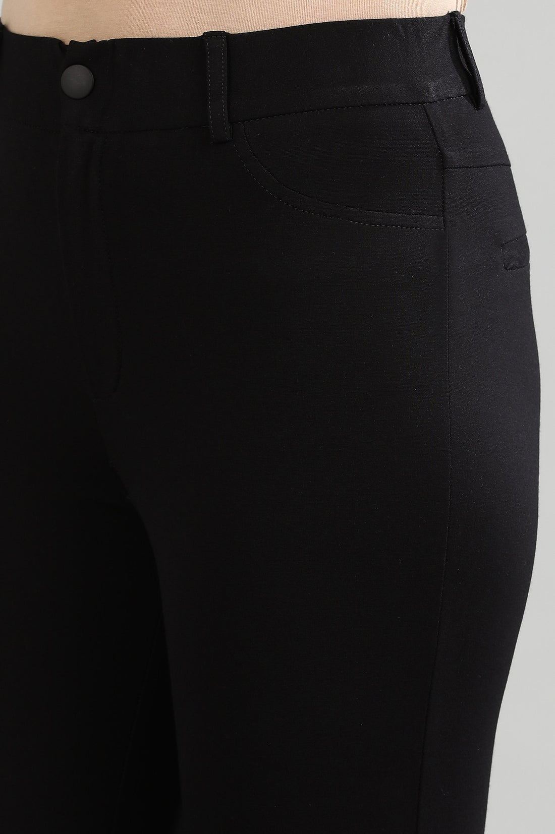 Black Yarn-dyed Winter Trousers